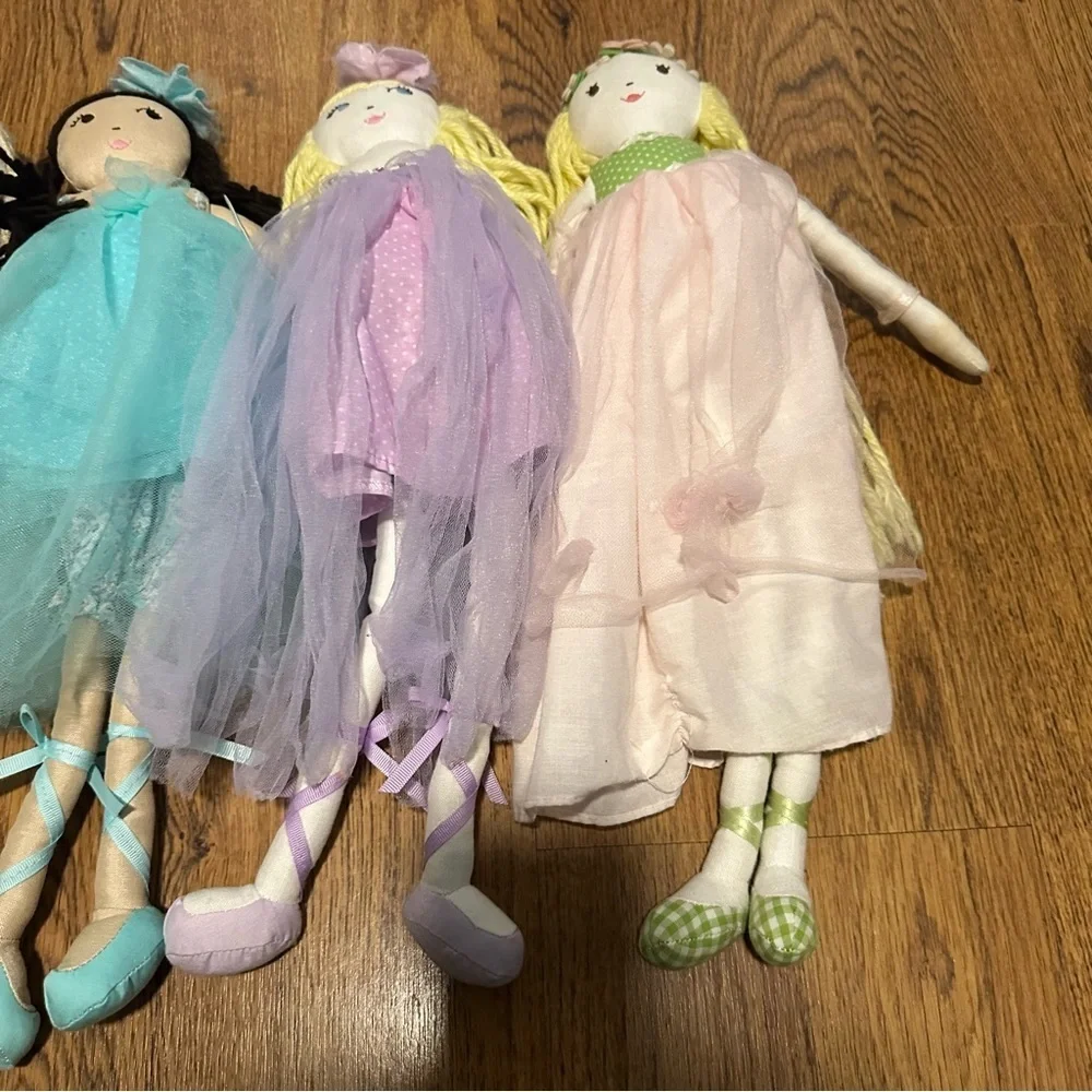Pottery Barn Kids set of 5 Colorful Rag Dolls long/short dress fun